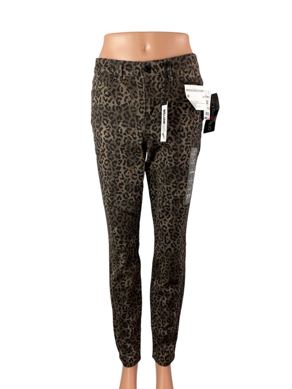 NEW William Rast Wild Cheetah Leopard Beige High Rise Skinny Denim Jeans Size 29
